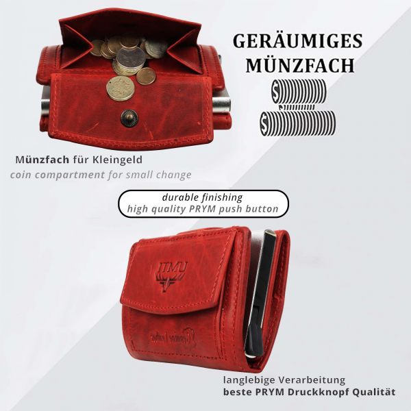 Slim Wallet mit Münzfach & RFID-Schutz 24- (12A) Mini Geldbörse Herren & Damen - Kartenetui Kreditkartenetui - Portmonee Geldbeutel Portemonnaie Neu